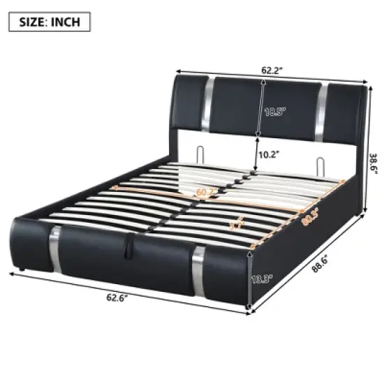 Upholstered Faux Leather Platform bed with a Hydraulic Storage System-ModernLuxe image {2}