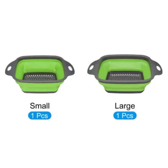 Unique Bargains Collapsible Colander Set Square Foldable Food Strainer with Handle Space Saving Design image {1}