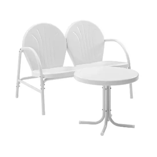 Griffith 2pc Outdoor Conversation Set - White - Crosley image {3}