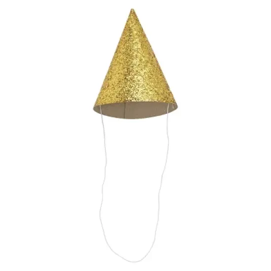 10ct 5" Glittered Party Hats Gold - Spritz&trade; image {3}