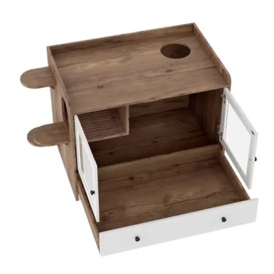 AZL1 Life Concept Pet Crates and Houses Modern Glass Door Litter Cabinet Multi Function Pet Furniture Playful Design, Brown, 43"*23.6"*27.95" image {2}