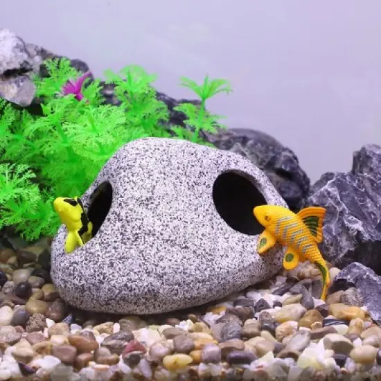 Unique Bargains Ceramic Aquarium Hideaway Rock Cave Fish Tank Decoration Gray 5.28x3.94x3.07 inches image {5}