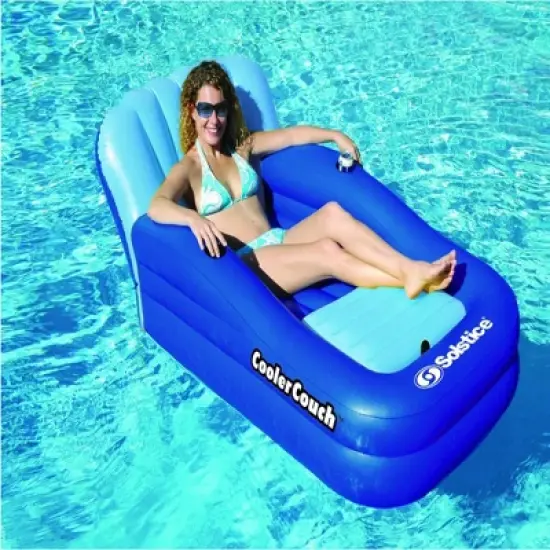 Swim Central Inflatable Swimming Pool Lounger with Ice Cooler - 64" - Blue image {1}