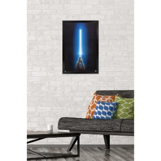 Trends International Star Wars: Original Trilogy - Blue Lightsaber Framed Wall Poster Prints image {1}