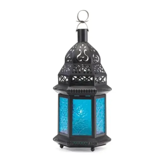 Iron/Glass Moroccan Style Outdoor Lantern - Zingz & Thingz image {9}