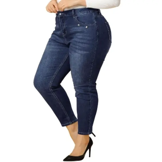 Agnes Orinda Women's Plus Size Denim Mid-Rise Stretch Washed Skinny Jeans image {6}