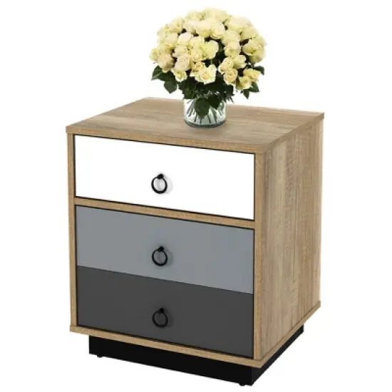 Costway Nightstand with Drawer and Storage Cabinet Wooden Sofa Side Table End Table image {7}
