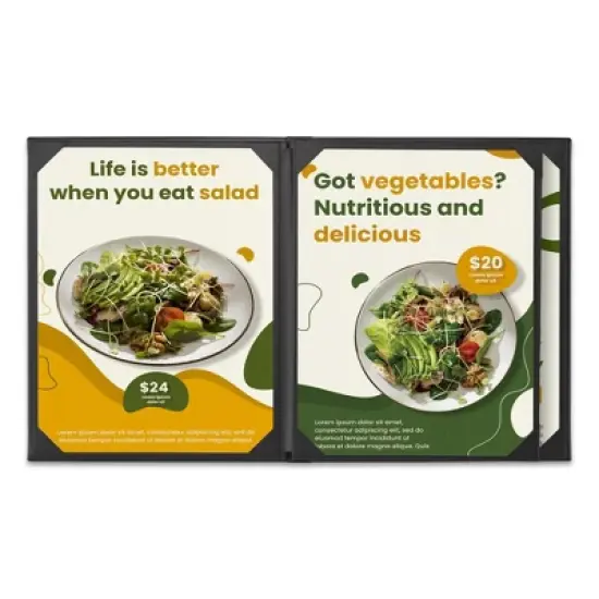 WeChef 5 Pack Menu Covers 8.5 x 11" 4 Views Faux Leather Cafe Restaurant Bars Black image {3}