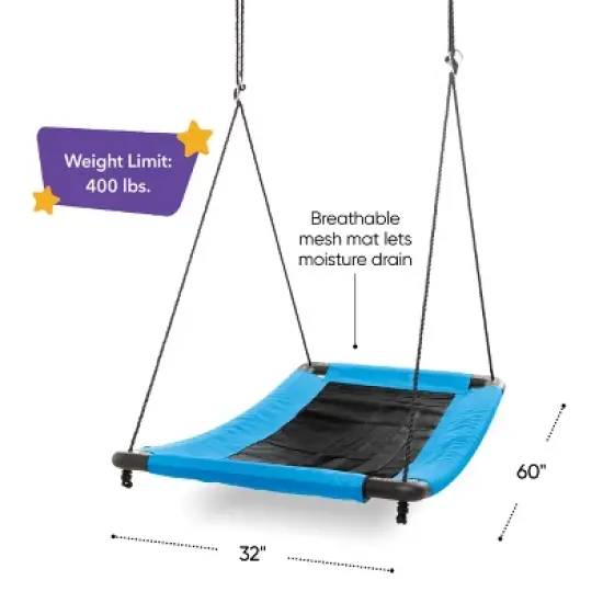 HearthSong 60-Inch SkyCurve Rectangular Platform Swing for Kids Outdoor Active Play image {2}