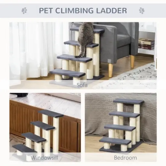 Multipet Cute Stair Shaped Cat Tree with Sisal Scratching Post, Climbing, Playing image {3}