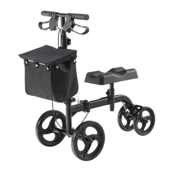 VEVOR Folding Knee Scooter, Carbon Steel Steerable Knee Walker with Height-Adjustable Handlebar & Knee Pad, All-Terrain Solid Wheels, Dual Brakes image {8}