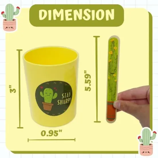 4E's Novelty 36 pcs Cactus Flip Sticks with Storage Cup, Flip Name Sticks Student Grouping Stick, Classroom Teacher Supplies image {2}