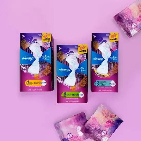 Always Radiant FlexFoam Heavy Flow Absorbency Pads with Wings - Scented - Size 2 image {7}