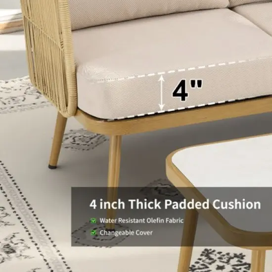 Outdoor Patio Furniture Set All Weather Wicker Conversation Set image {4}