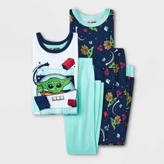 Girls' LEGO Star Wars: The Mandalorian Snug Fit 4pc Pajama Set - Navy Blue/Turquoise Blue image {3}