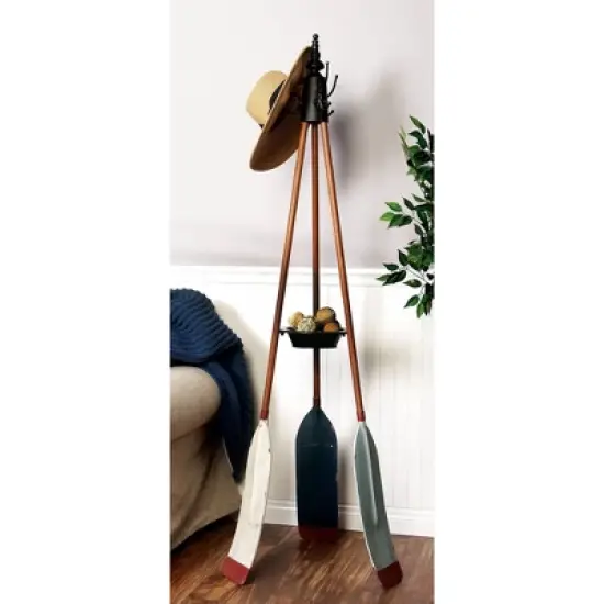 Metal Nautical Style Coat Rack Tripod Base - Olivia & May image {14}
