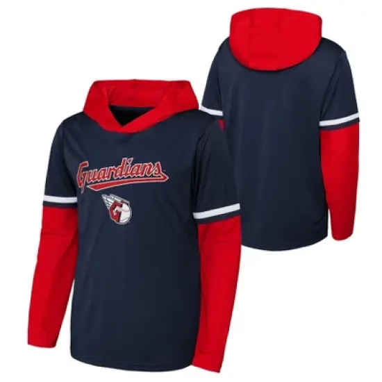 MLB Cleveland Guardians Boys' Long Sleeve Twofer Poly Hooded Sweatshirt image {3}