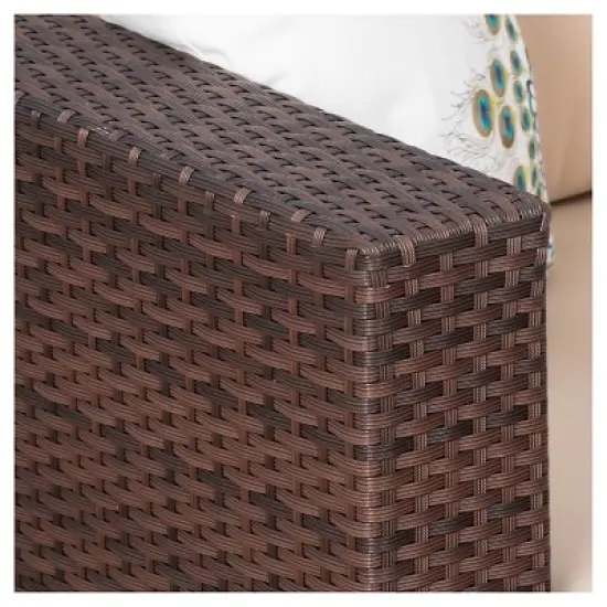 Murano 2pc Aluminum Patio Chat Set with Cushions - Brown - Christopher Knight Home image {3}