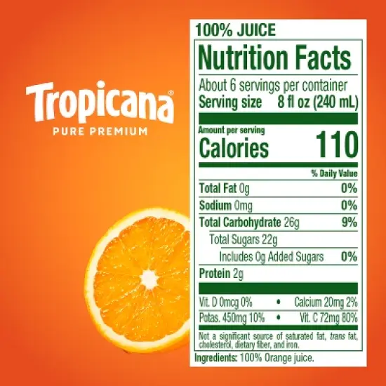 Tropicana Pure Premium Pulp Free Orange Juice - 46 fl oz image {9}