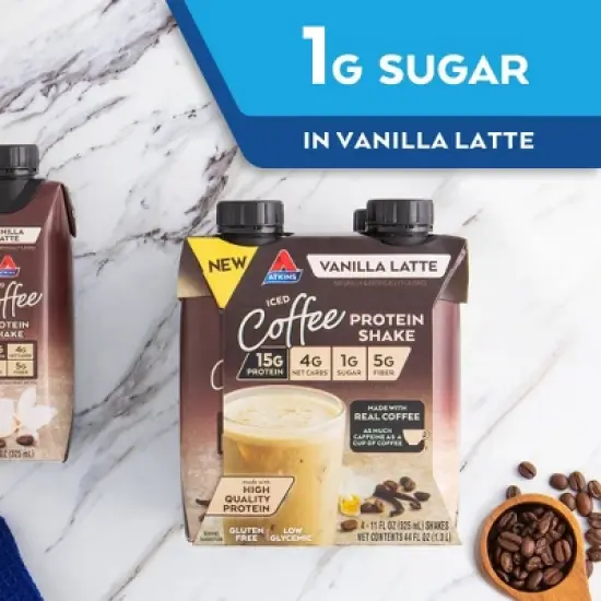 Atkins Iced Coffee Vanilla Latte Protein Shake - 4pk/44 fl oz image {10}