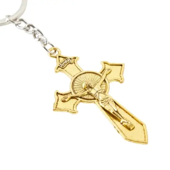 Juvale 24 Pack Christian Cross Keychains, Religious Key Holders for First Communion, Easter, Baptism, Funeral Favors for Guests, Silver, Gold, 3.6 In image {4}