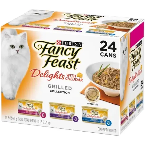 Purina Fancy Feast Delights with Chicken,Turkey, Fish and Cheddar Grilled Collection Gourmet Wet Cat Food - 72oz /24ct Variety Pack image {3}