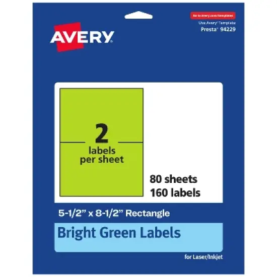 Avery Bright Green Paper Labels, 5.5" x 8.5" Rectangle image {8}