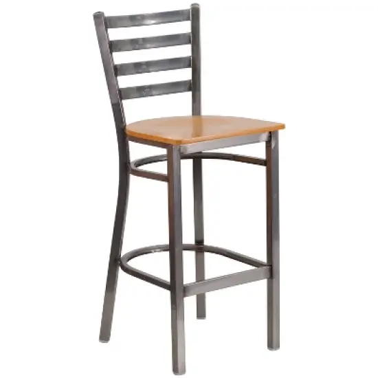 Flash Furniture Clear Coated Ladder Back Metal Restaurant Barstool image {10}