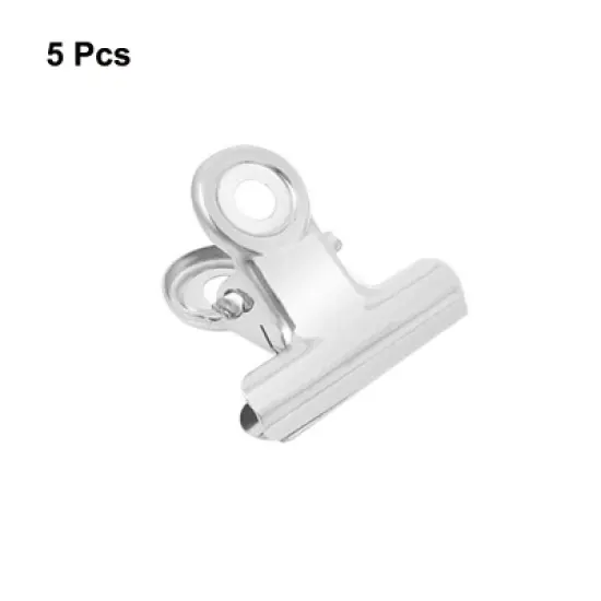 Unique Bargains Width Stainless Steel File Ticket Organizer Clamp Clips 5 Pcs 1.2" Width image {1}