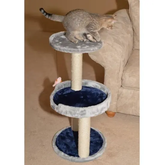 Armarkat 3-Level Real Wood Compact Cat Scratcher - Gray with Plush Perch image {5}