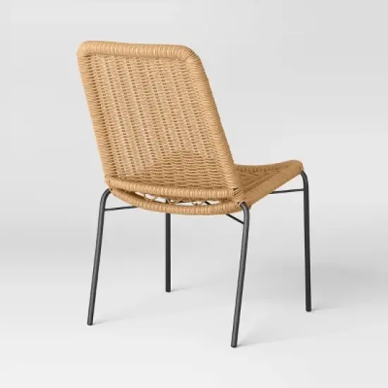 4pc Wicker Stack Armless Patio Dining Chairs Brown - Threshold&trade; image {2}