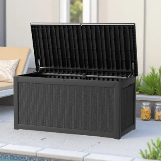 MAYEERTY 260 Gallon Large Capacity Outdoor Deck Box for Patio Furniture Cushions, Pillow with Wheels image {4}