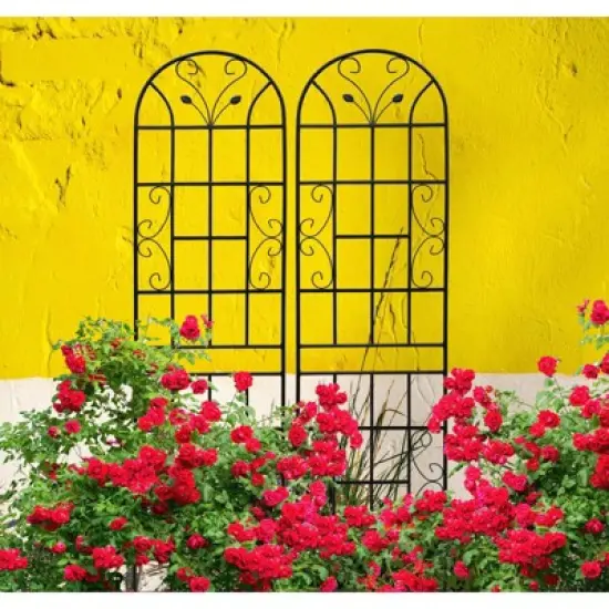 Lirago Black 2 pieces Weatherproof Multi-functional Outdoor Screen-Laser-Cut Galvanized Steel Panel 86.61"Hx19.68"Wx0.51"D image {1}