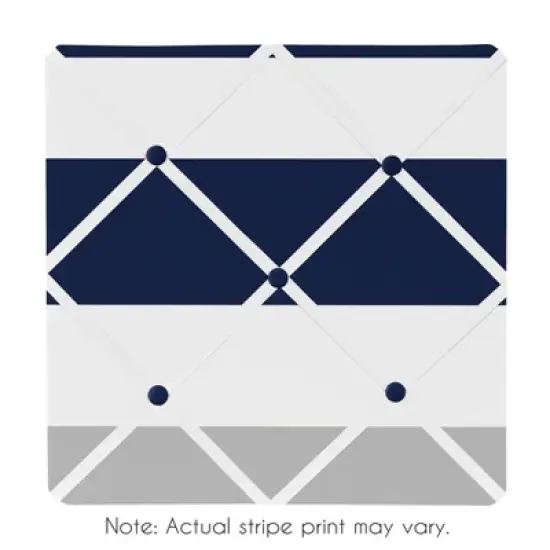 Sweet Jojo Designs Gender Neutral Unisex Fabric Photo Memo Board Stripe Blue and Grey image {3}