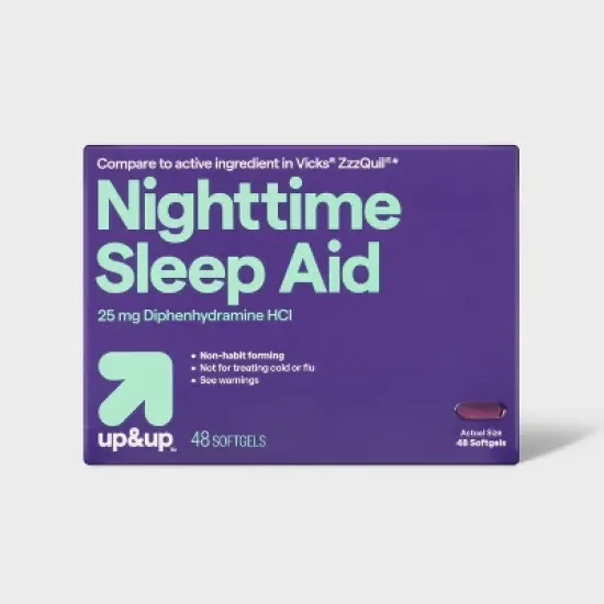 Diphenhydramine HCl Nighttime Sleep Aid Softgels- 48ct - up&up&trade; image {3}