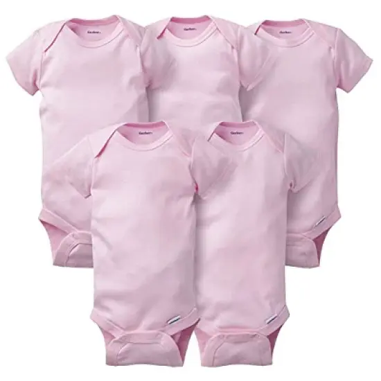 Gerber Baby Girls' Onesies Brand Bodysuits - Pink - 6 Months - 5-Pack image {2}
