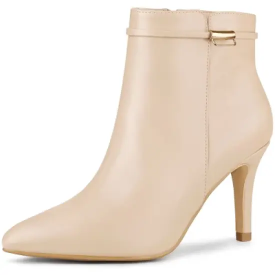 Allegra K Women's Stiletto Heels Pointed Toe Side Zip Ankle Boots image {10}