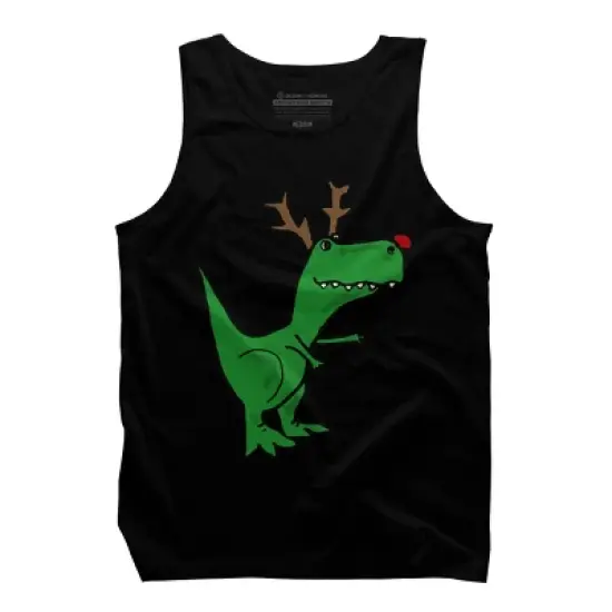 Men's Design By Humans Cool Funny Christmas T-Rex Dinosaur with Antlers By SmileToday Tank Top image {4}