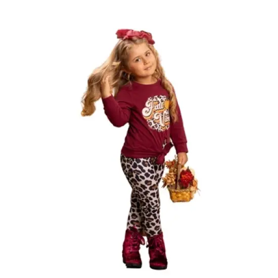 Girls Fall Vibes Leopard Legging Set - Mia Belle Girls image {5}