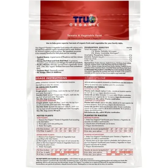 True Organic 4-5-6 Tomato & Vegetable Plant Food for Organic Gardening, 8lb image {1}