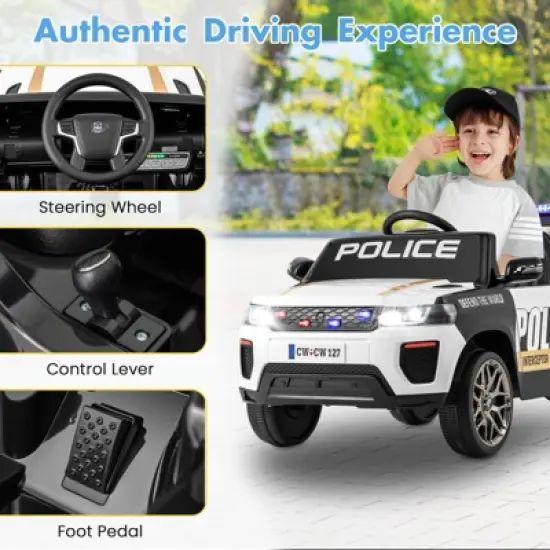 Infans Kids Ride on Police Car 12V 7A Battery Powered Cop Car w/ Remote Control image {4}
