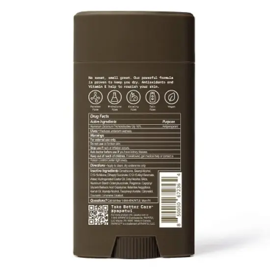 Papatui Men's 48-Hour Protection Sweat and Odor Control Solid Antiperspirant Deodorant - Sandalwood Suede - 2.6oz image {9}