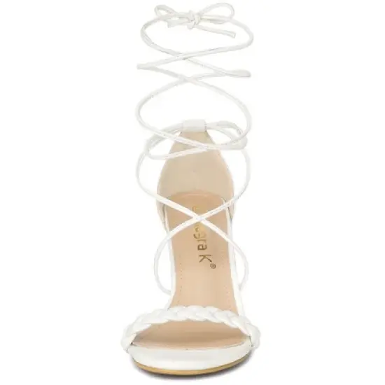 Allegra K Women's Stiletto High Heels Lace Up Strappy Heel Sandals image {2}