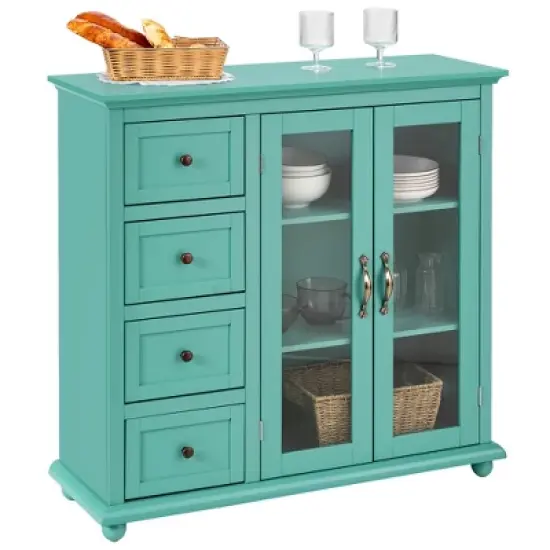 Costway Buffet Sideboard Table Kitchen Storage Cabinet w/ Drawers & Doors White\Blue\Green image {11}