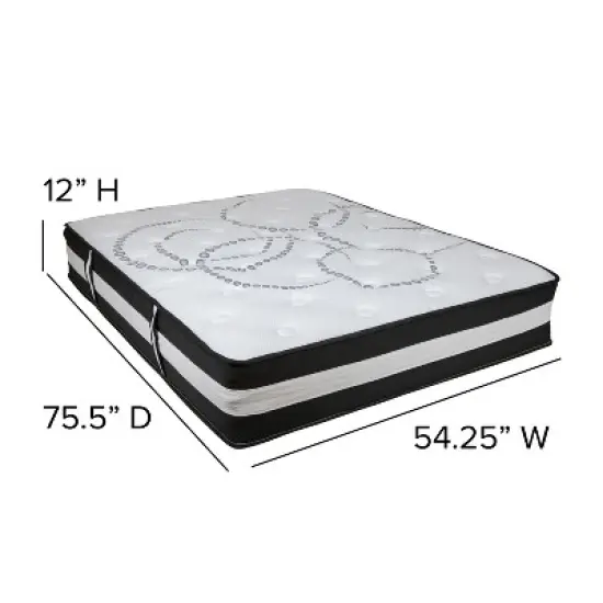 Emma and Oliver 12" Mattress & Gel Memory Foam Topper Bundle Set image {8}