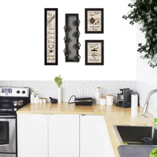 Gulches (Kitchen Collection V) 4-Piece Vignette with 7-Peg Mug Rack by Millwork Engineering, Black Frame image {3}