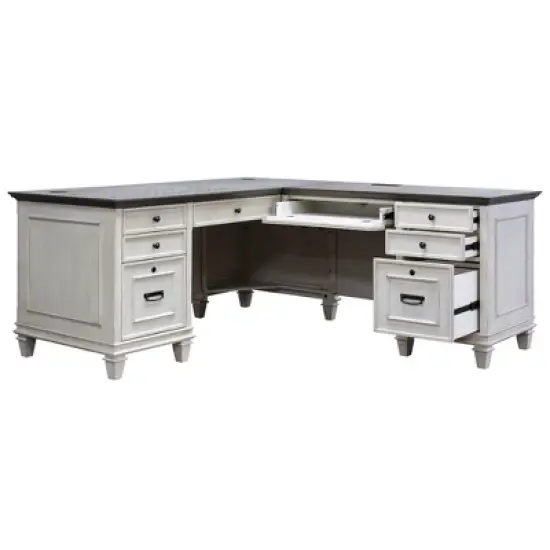 Hartford L Shaped Pedestal Desk White - Martin Furniture image {4}