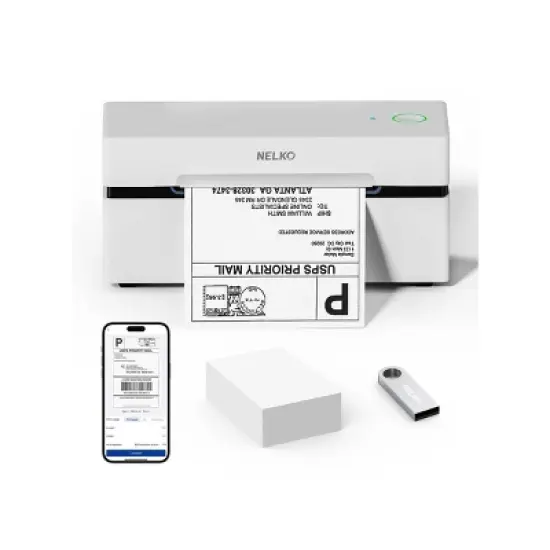 Nelko PL80E Bluetooth Label Printer White with 4"x6" 500 Sheets image {5}