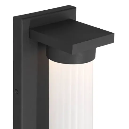 Possini Euro Design Kathleen 14" High Modern Outdoor Wall Light Fixture Mount Porch House Exterior Set of 2 LED Bulb Sand Black Metal Glass Shade image {2}