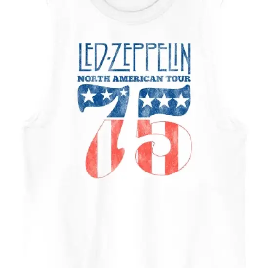 Led Zeppelin North American Tour 75 Crew Neck Sleeveless White Men's Tank Top image {1}